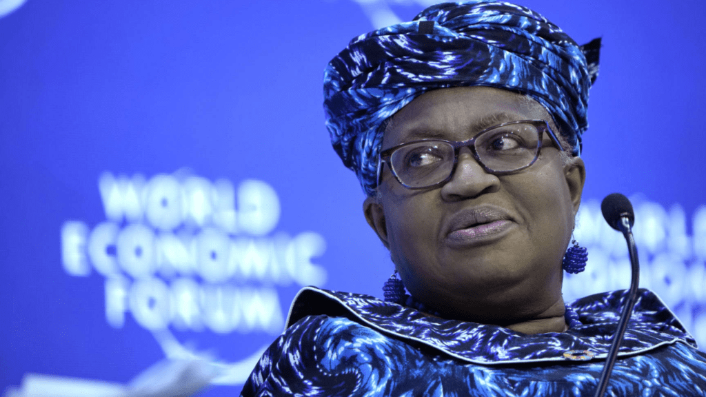 On Tuesday, January 17, 2023, WTO Director General Ngozi Okonjo-Iweala attends a panel at the World Economic Forum in Davos, Switzerland. From Jan. 16 to 20, 2023, Davos hosts the World Economic Forum.