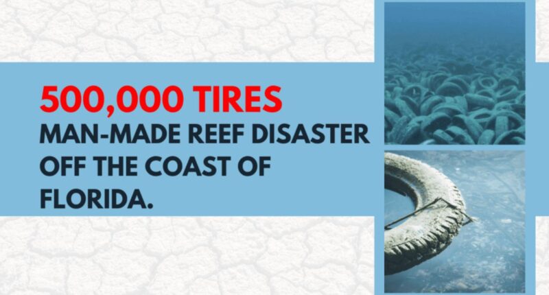 Reef disaster off the coast of Florida 500,000 tires on the bottom of the ocean.