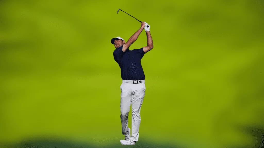 Scot Scheffler of the United States hits a shot into the 13th green during the final round of the 123rd U.S. Open Championship at The Los Angeles Country Club in Los Angeles, California, on June 18, 2023.