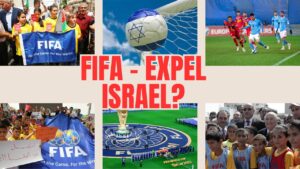 A graphic representing the issue of 12 countries requesting FIFA to expel Israel from global football events.