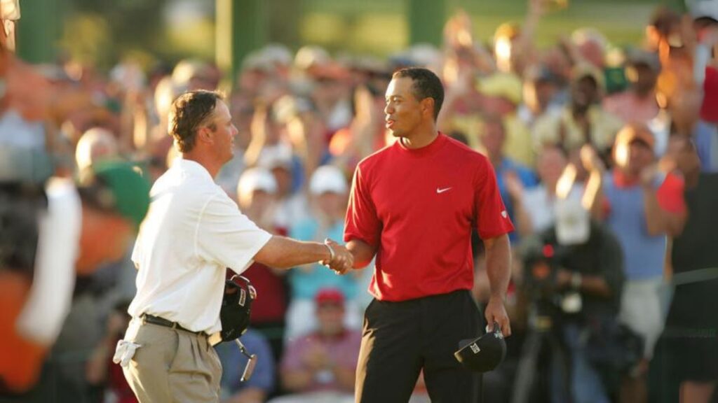 Tiger Woods beat Chris DiMarco in a playoff at the 2005 Masters.
