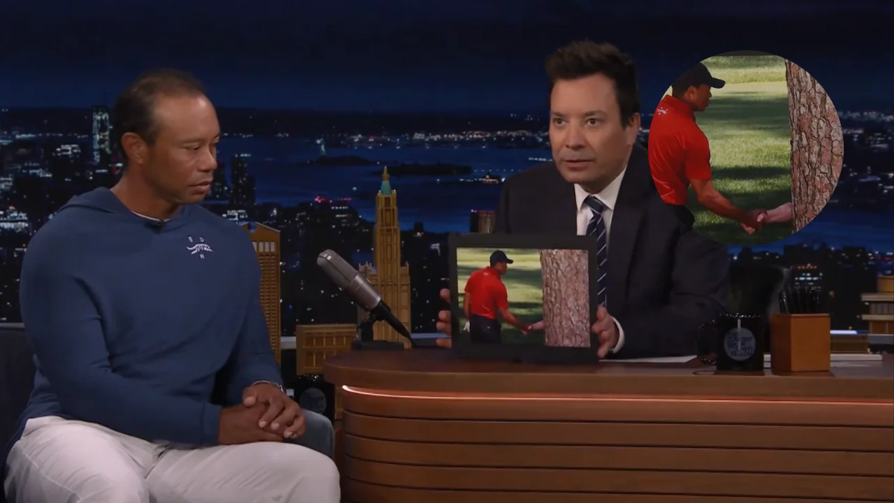 Tiger Woods talks about the popular Masters tree joke and meme on Jimmy Fallon’s “Tonight Show”