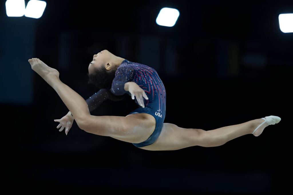 Hezly Rivera of Team United States looks on during the Artistic Gymnastics Women's Qualification at the Paris Olympics (Image: Getty Images)