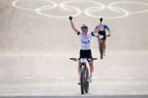 American mountain biker Haley Batten claims silver and faces a punishment she didn't expect. ( Image: Getty Images)