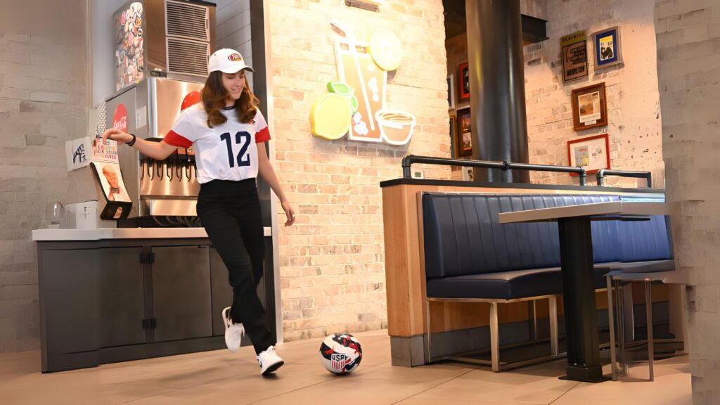 On August 15, 2024, Olympic Gold Medalist and U.S. Women's National Team Star Defender Tierna Davidson celebrates her Olympic Homecoming at Raising Cane's Astor Place in New York City. Noam Galai/Getty Images for Raising Cane's