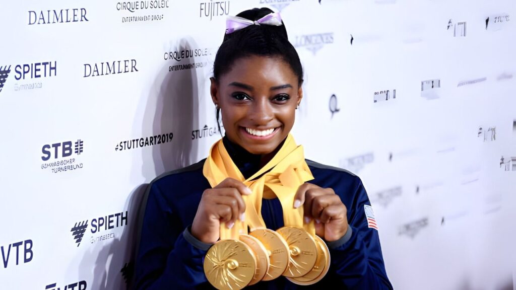 Biles won her sixth and ninth Olympic gold medals overall with her win on Thursday. (Image: Getty Images)
