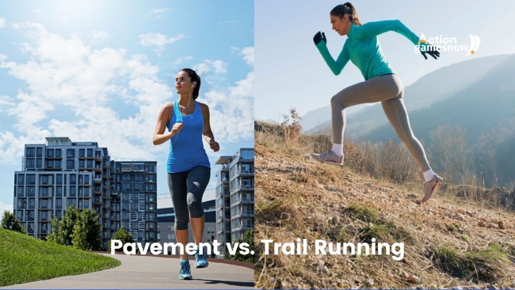 Comparison of pavement and trail running surfaces, showcasing the pros and cons for beginners.